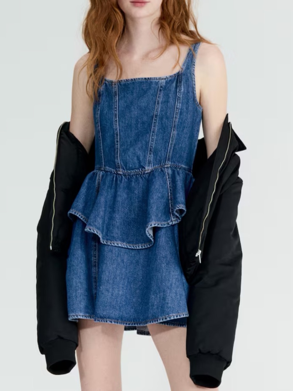 DIVIDED by H&M Blue Denim Peplum Mini Dress